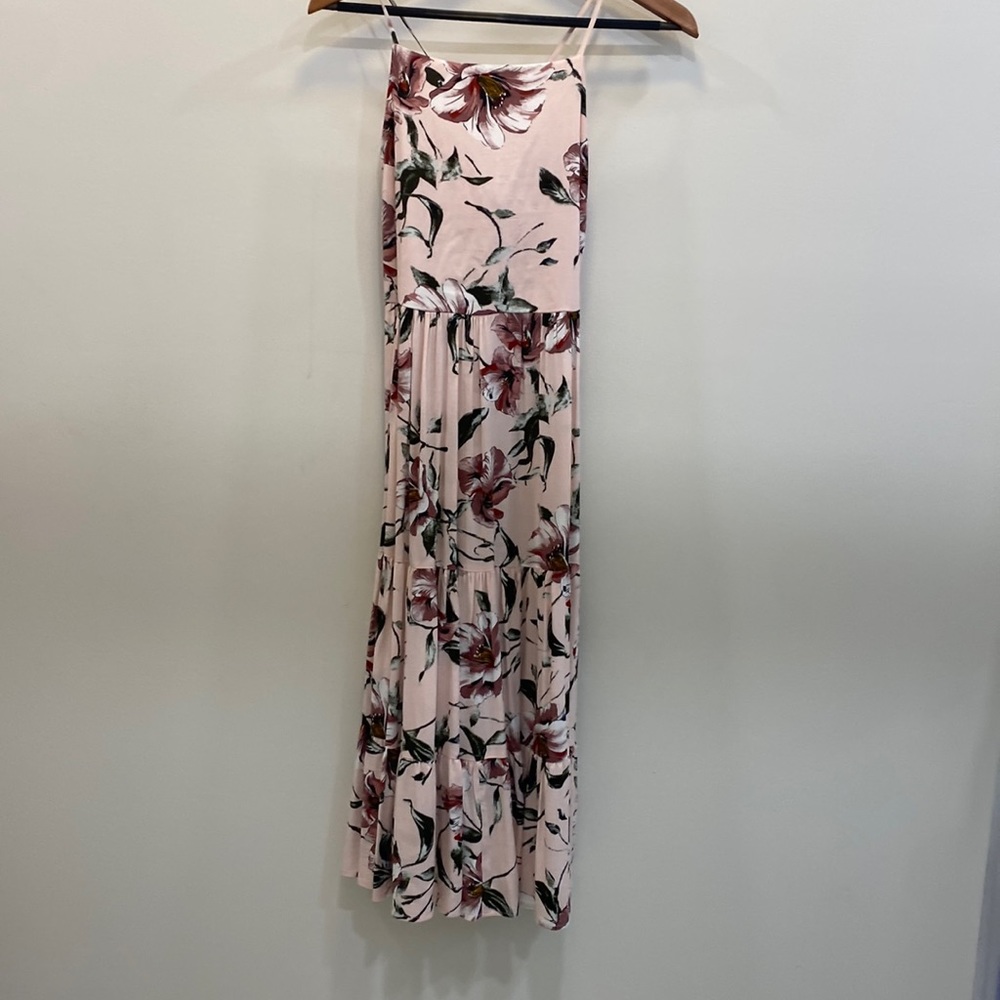 Pink floral maxi dress